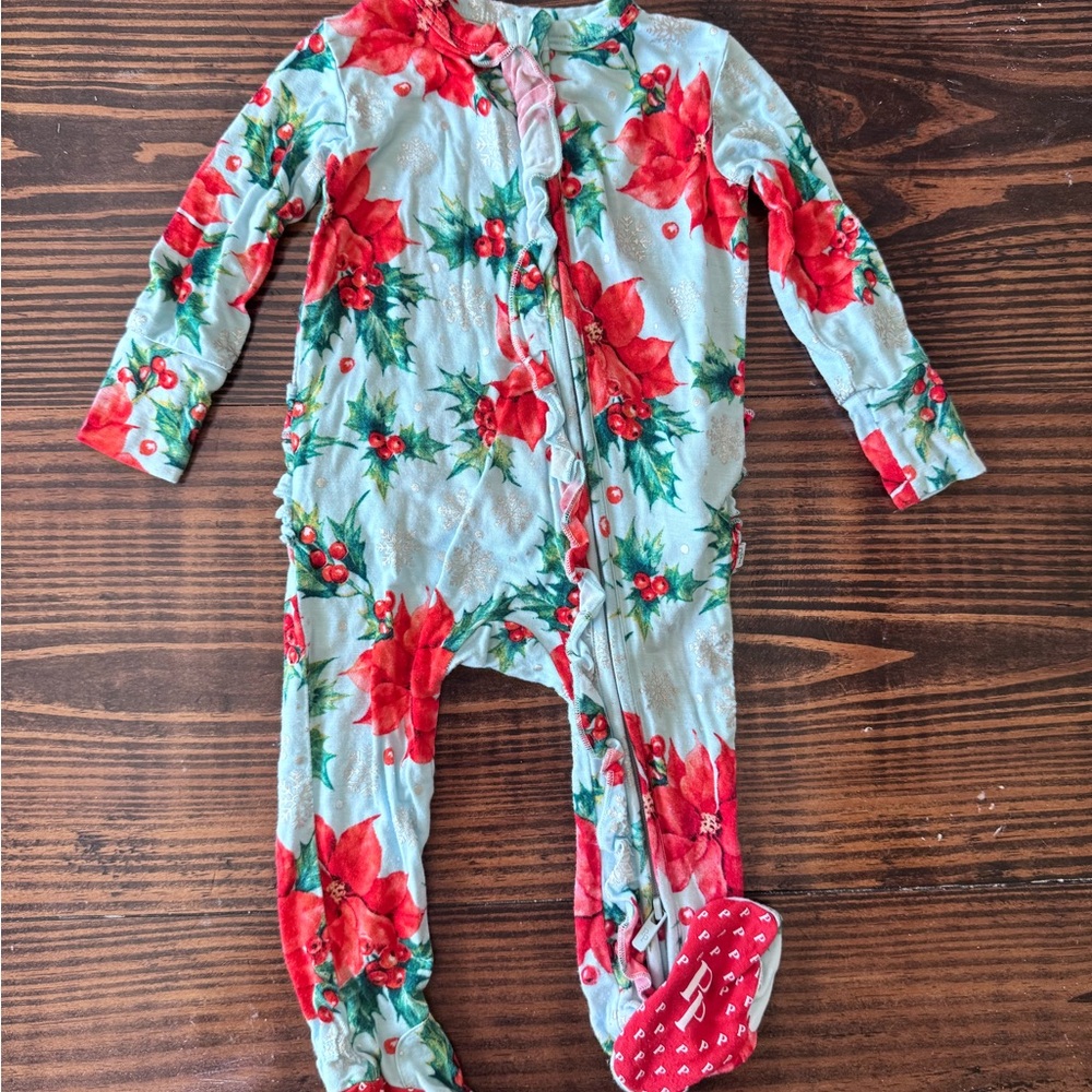Posh Peanut Winter Lilly Christmas Footie 3-6mo
